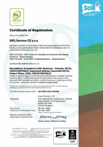 PEFC Certificate of Registration